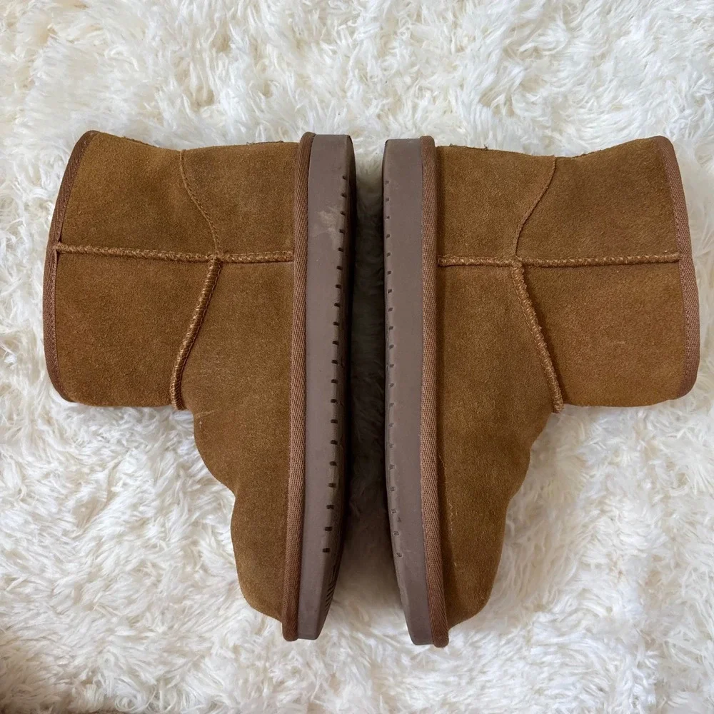 Koolaburra by UGG Victoria Short Chestnut Suede Faux Fur Zip Boots Kids Size 3